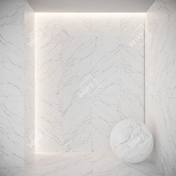  Lazzaro Glossy White Floor Tiles 3D model image 3