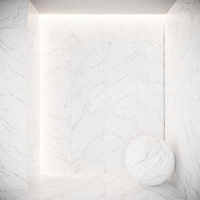  Lazzaro Glossy White Floor Tiles 3D model image 6