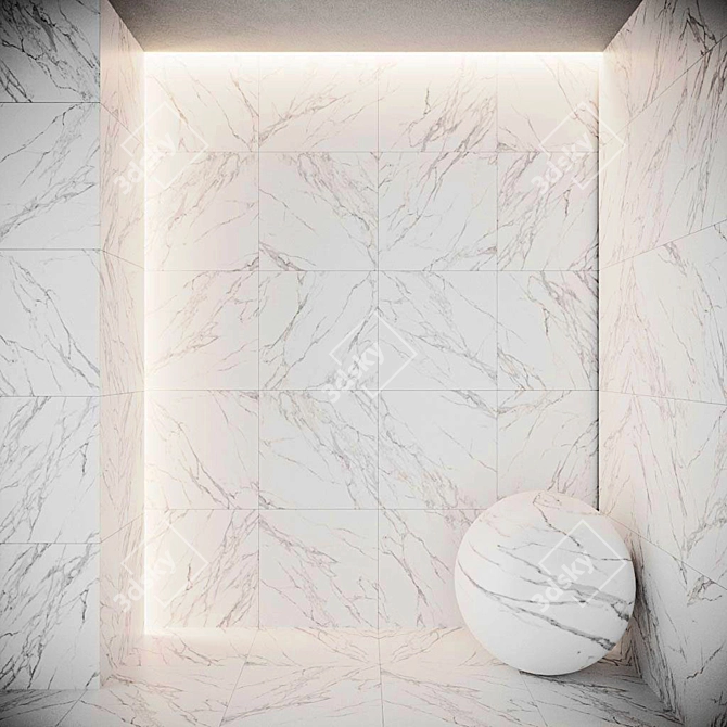  Lazzaro Glossy White Floor Tiles 3D model image 10