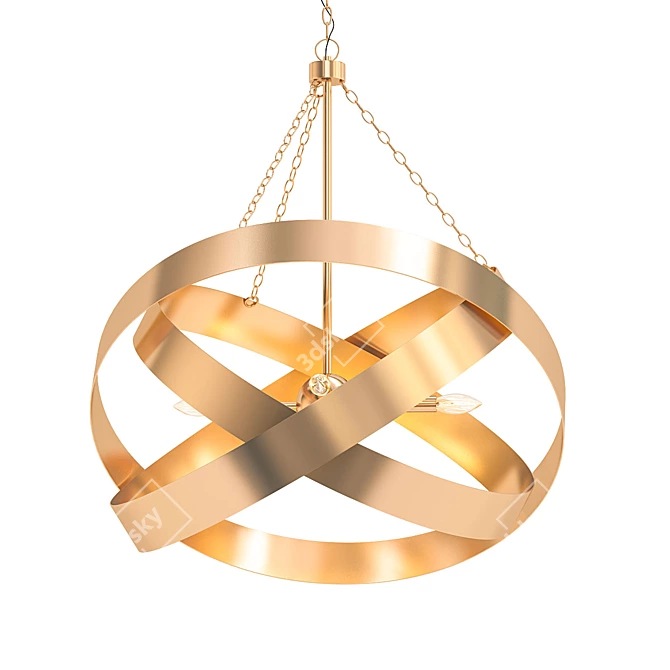 Elegant Antique Brass Pendant 3D model image 1