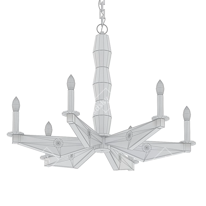 Elegant Alabaster Brass Chandelier 3D model image 2