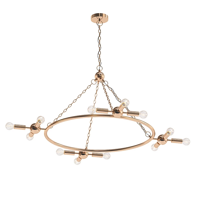 Elegant Antique Brass Chandelier 3D model image 1