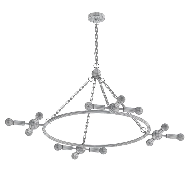 Elegant Antique Brass Chandelier 3D model image 2