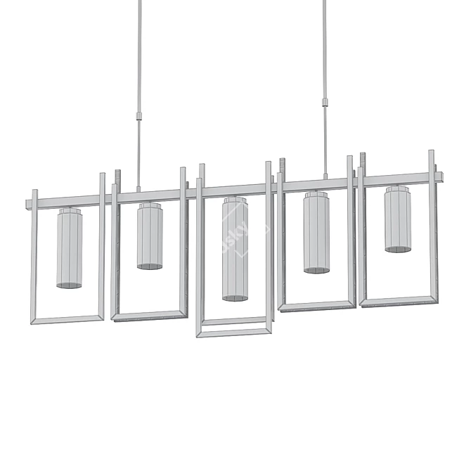 Elegant 5-Light Kitchen Pendant 3D model image 2