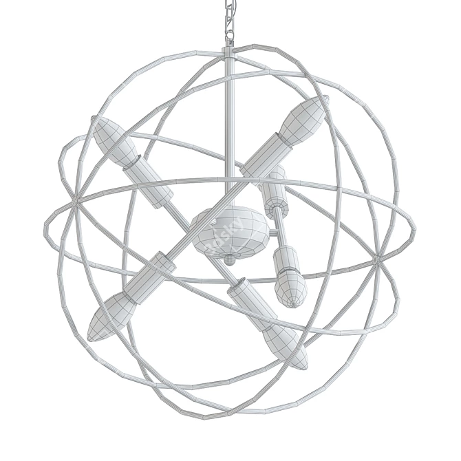 Modern Metal Circle Chandelier 3D model image 2