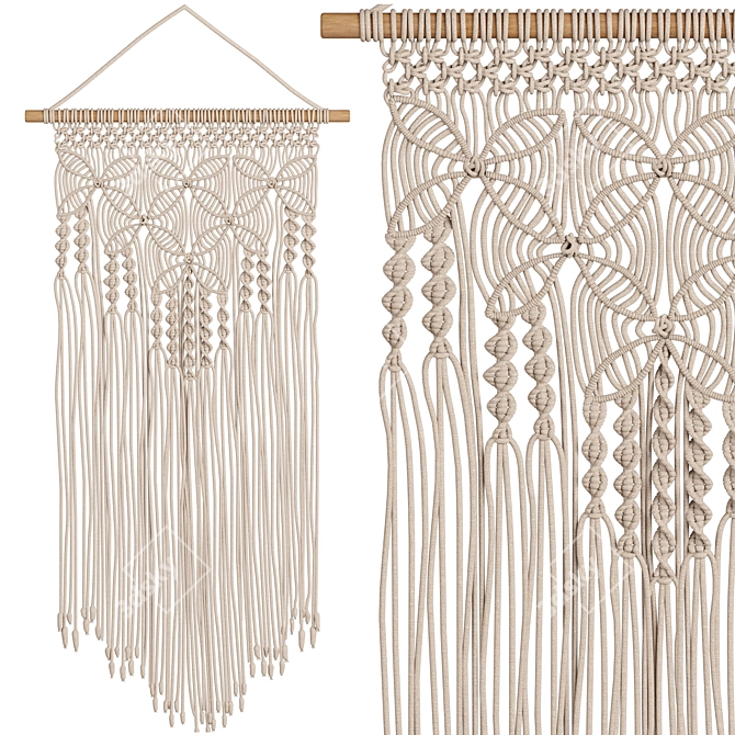 Boho Macrame Wall Decor 3D model image 1