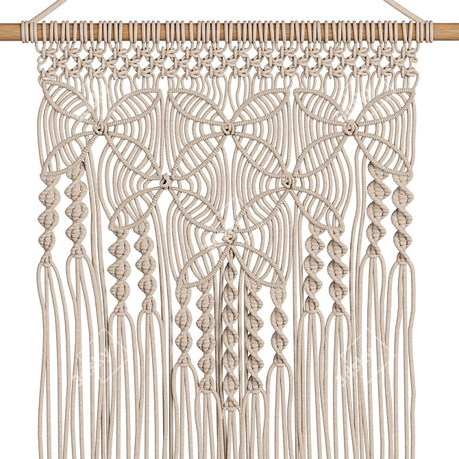 Boho Macrame Wall Decor 3D model image 2