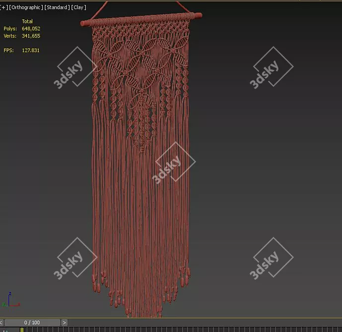 Boho Macrame Wall Decor 3D model image 4