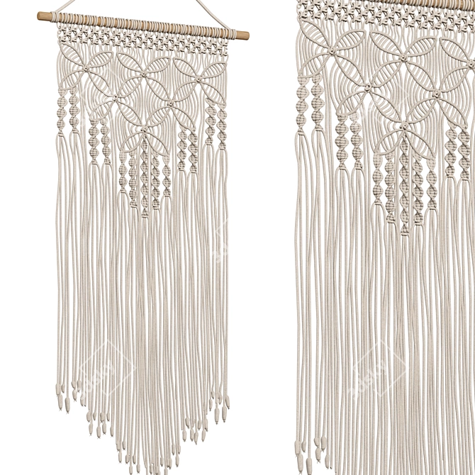 Boho Macrame Wall Decor 3D model image 5