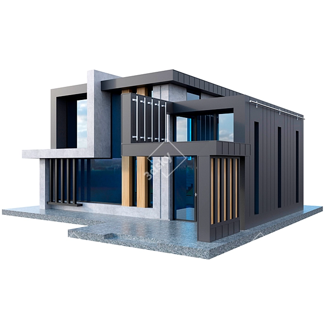 Modern Concrete Home 3D model image 1