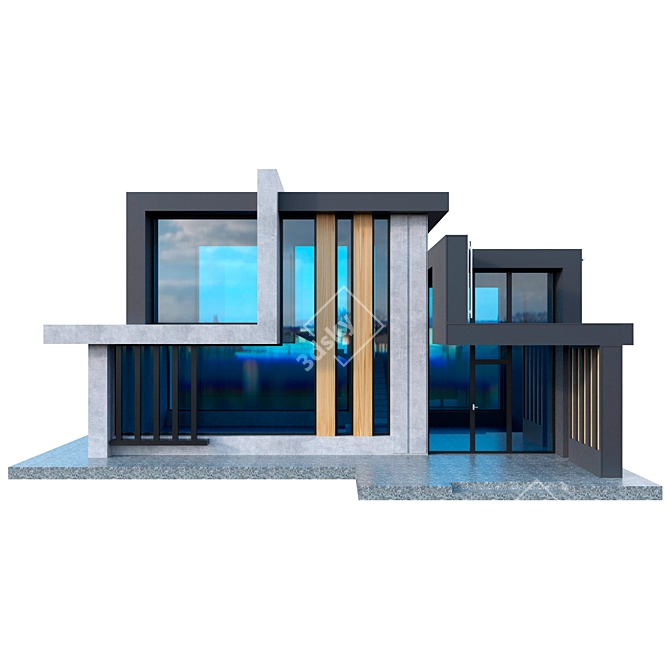 Modern Concrete Home 3D model image 2