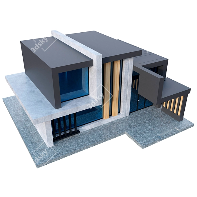 Modern Concrete Home 3D model image 3