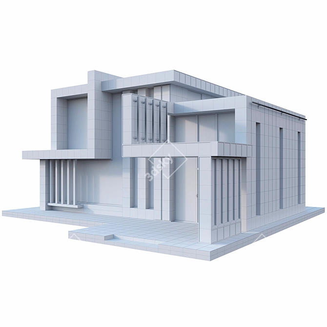 Modern Concrete Home 3D model image 4