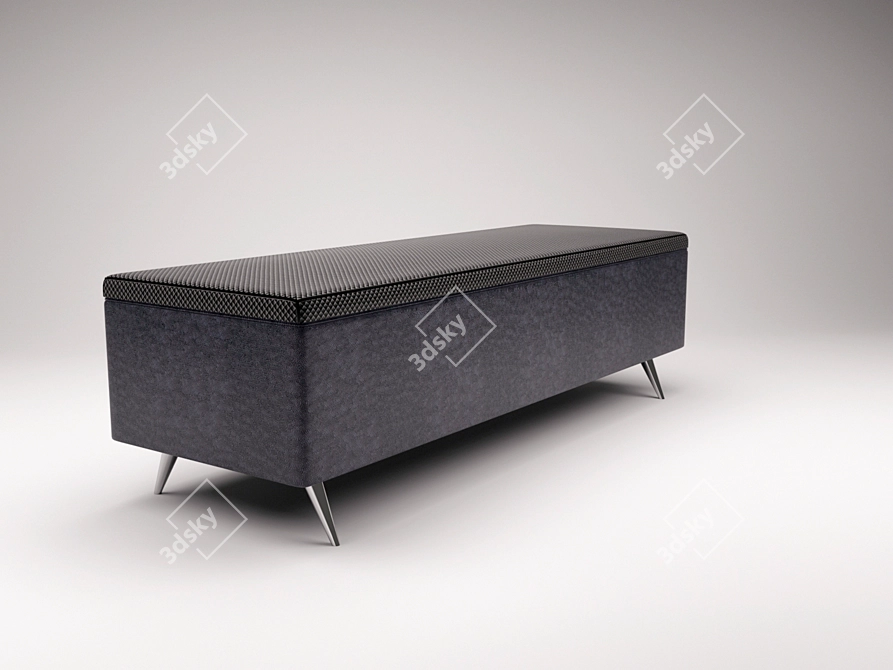 Modern Quilted Pouf Storage Bench 3D model image 3