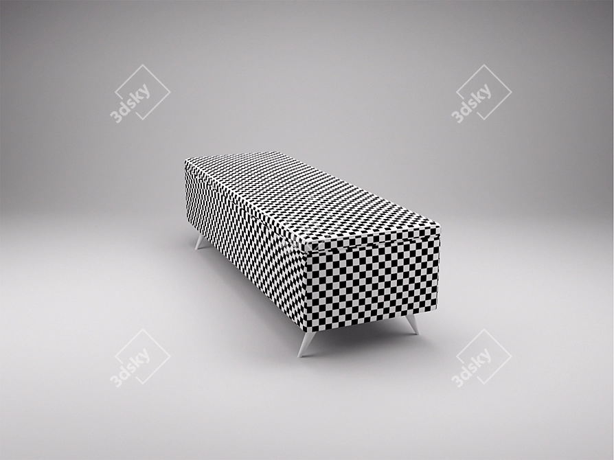 Modern Quilted Pouf Storage Bench 3D model image 4