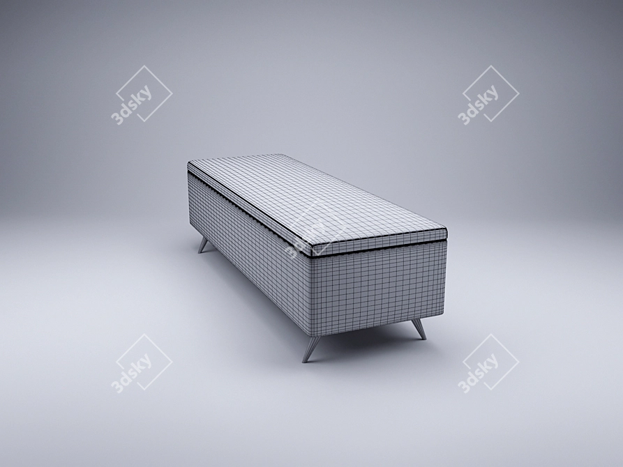 Modern Quilted Pouf Storage Bench 3D model image 1