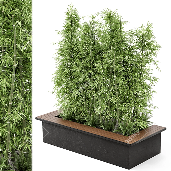 Bamboo & Bush Garden Set 3D model image 1