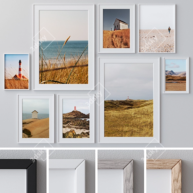 Versatile Photo Frames Set 3D model image 1