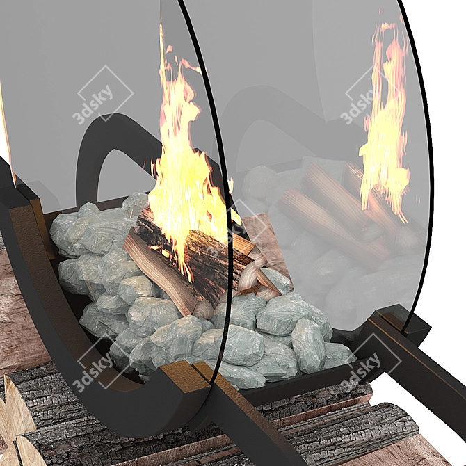 Sigma Max 2: Stylish Steel-Framed Fireplace 3D model image 2
