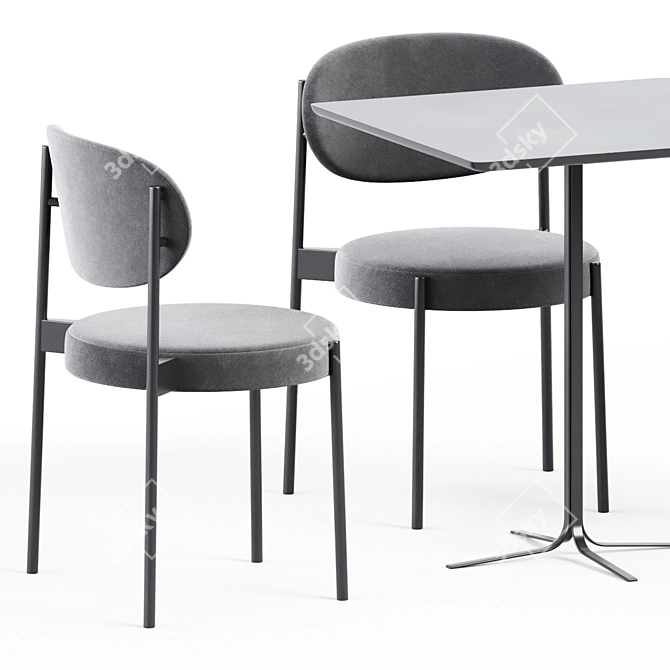 Modern Metal Table & Chair Set 3D model image 2