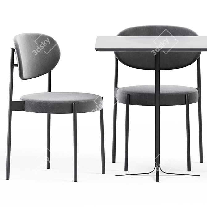 Modern Metal Table & Chair Set 3D model image 3