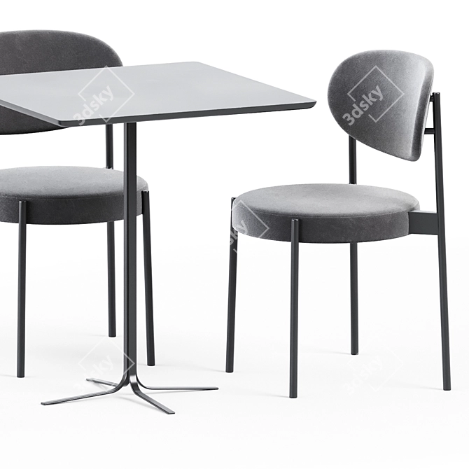 Modern Metal Table & Chair Set 3D model image 4