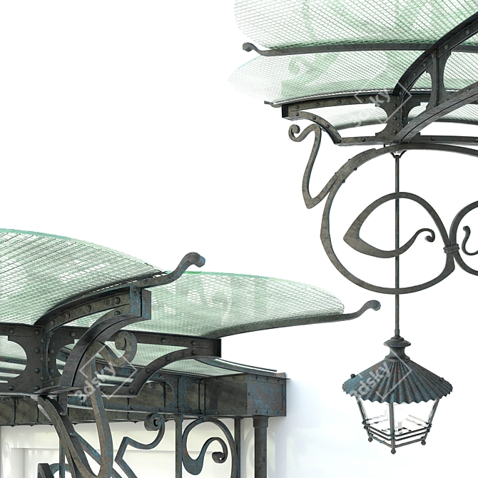 Elegance Unveiled: Wrought-Iron Canopy 3D model image 3