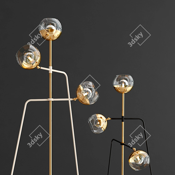 Sleek Black Widow Brass Floor Lamp 3D model image 5