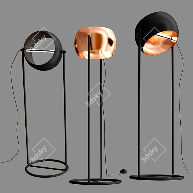 Elegant Italian Globe Floor Lamp 3D model image 2