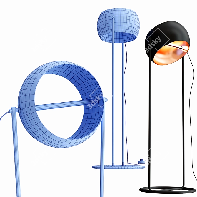 Elegant Italian Globe Floor Lamp 3D model image 3