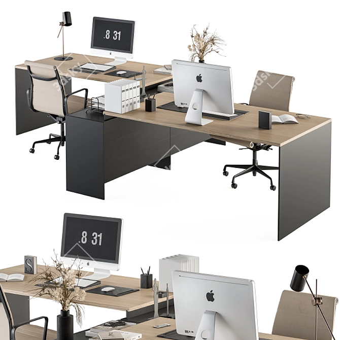 Elegant Office Furniture Set 3D model image 2