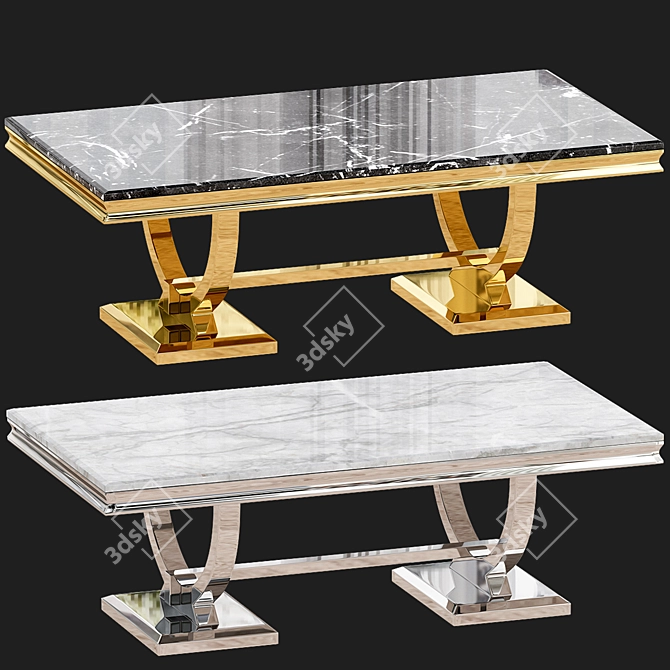 Elegant Gray Marble Coffee Table 3D model image 2