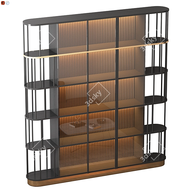 Elegant Glass Door Shelving 3D model image 1