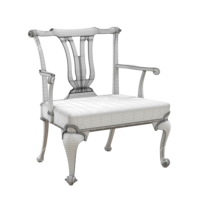 Elegant Queen Anne Armchair 3D model image 3