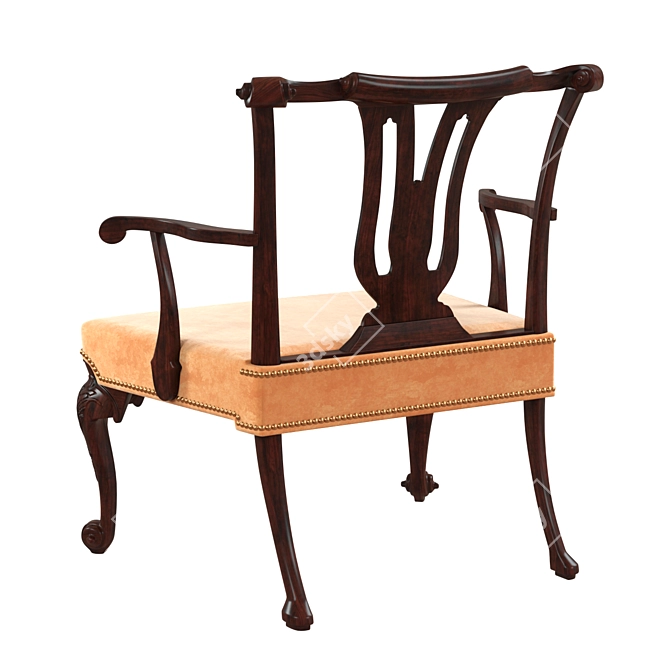 Elegant Queen Anne Armchair 3D model image 5