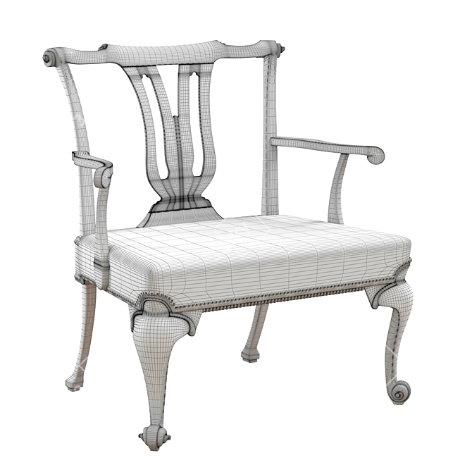 Elegant Queen Anne Armchair 3D model image 6