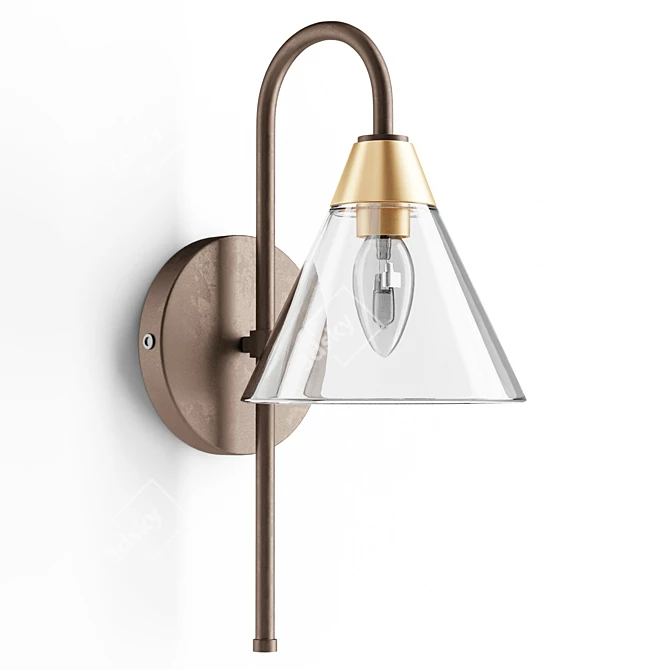 Modern Rustic Flared Glass Sconce 3D model image 1