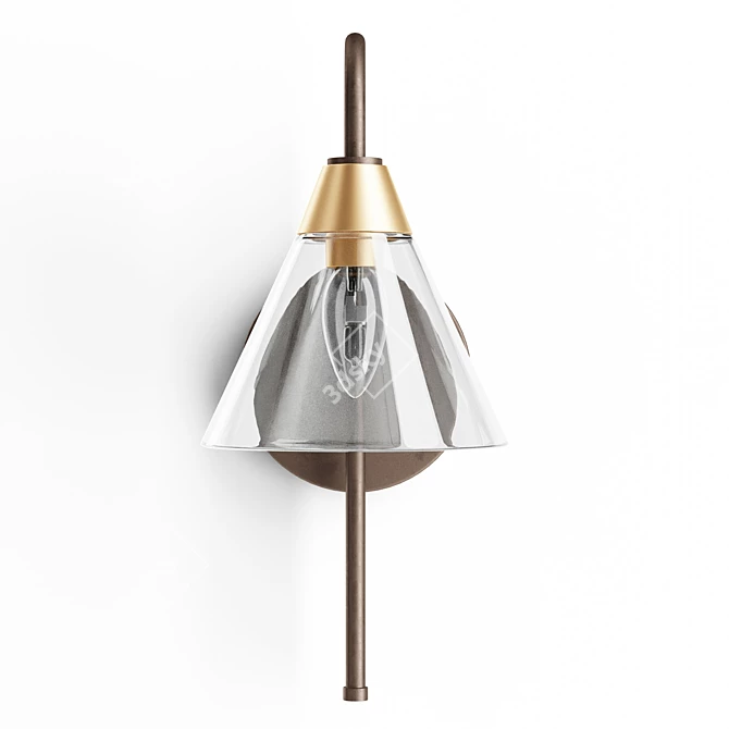 Modern Rustic Flared Glass Sconce 3D model image 2