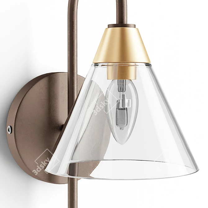 Modern Rustic Flared Glass Sconce 3D model image 5