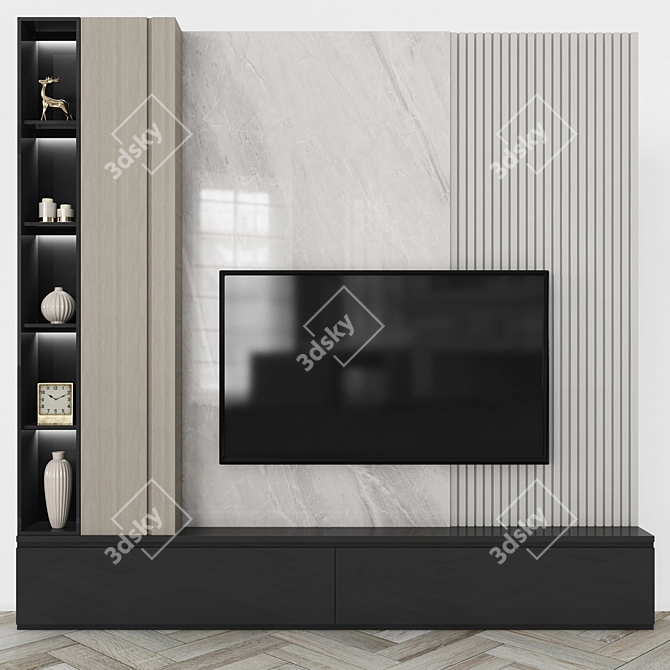 Modern TV Wall Unit 65 3D model image 1