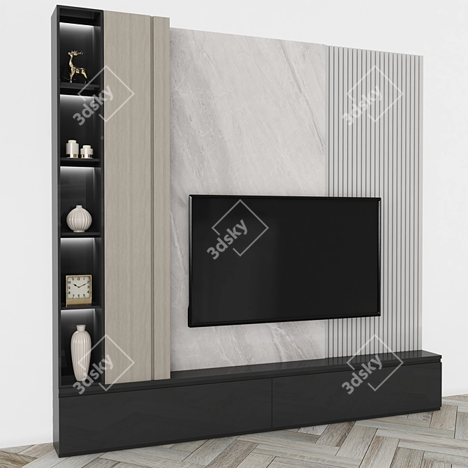 Modern TV Wall Unit 65 3D model image 2