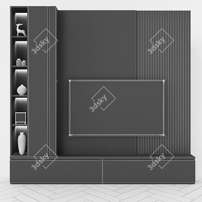 Modern TV Wall Unit 65 3D model image 4