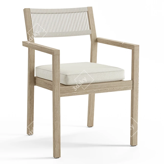 Mahogany Rope Dining Chair: Coastal-inspired Elegance 3D model image 1