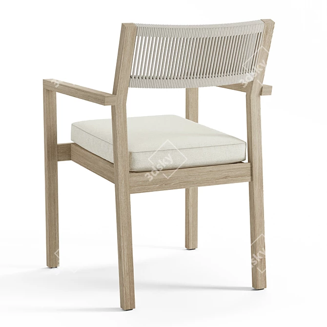 Mahogany Rope Dining Chair: Coastal-inspired Elegance 3D model image 4