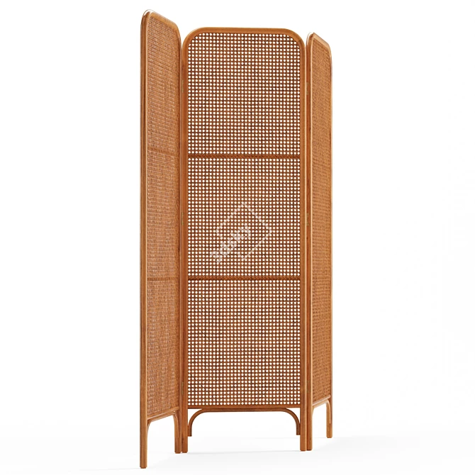 Ria Rattan Room Divider: Boho-Inspired and Functional 3D model image 3