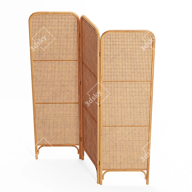 Ria Rattan Room Divider: Boho-Inspired and Functional 3D model image 4