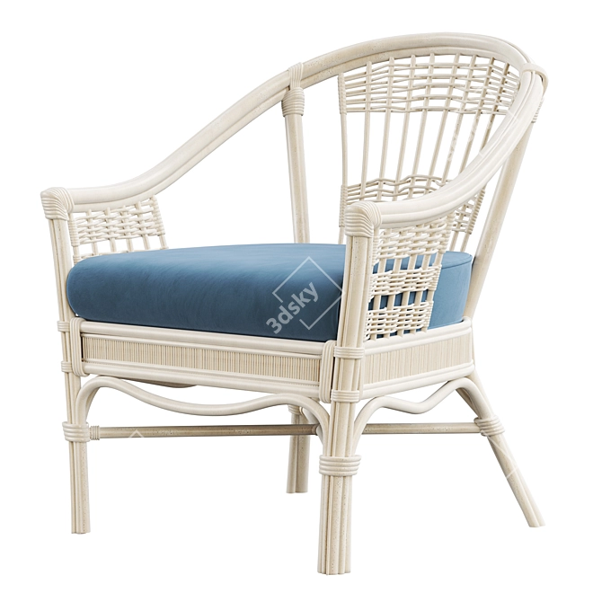 White Rattan Table Set 3D model image 5