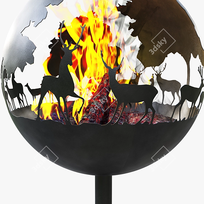 3D Fireplace Deer Model 3D model image 2