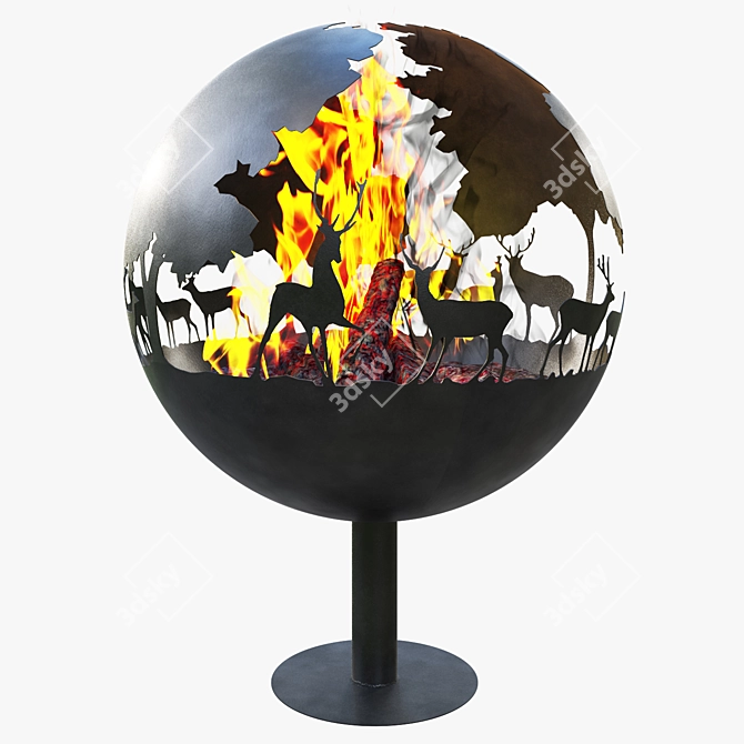 3D Fireplace Deer Model 3D model image 8