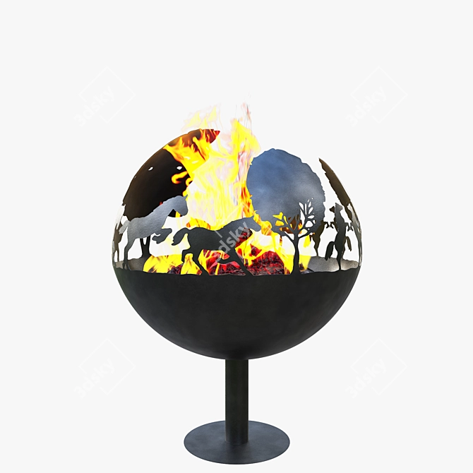 Modern Fireplace with 3D Fire 3D model image 1